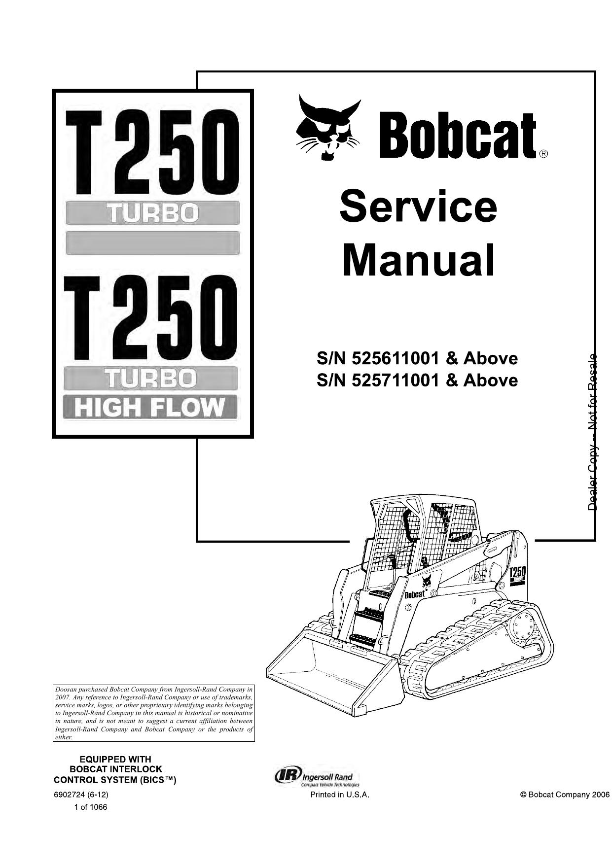 T250 Compact Track Loader Service Manual Bobcat 2